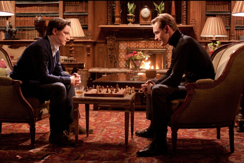In this film publicity image released by 20th Century Fox, James McAvoy portrays Charles Xavier, left, and Michael Fassbender portrays Erik Lehnsherr in a scene from "X-Men: First Class." (AP Photo/20th Century Fox, Murray Close)