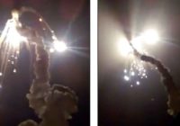 Internetā publicēts video, kurā redzami dramatiski skati Krievijā – dažus mirkļus pēc palaišanas, sadalās un nokrīt raķete