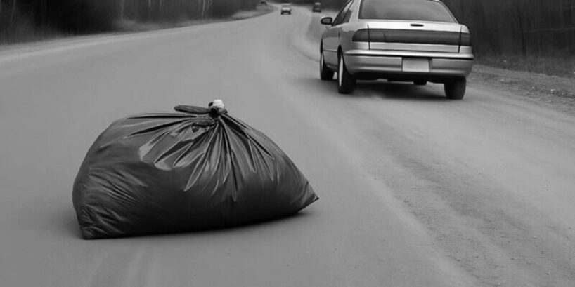 Apstājās sveša automašīna, un kāds izmeta melnu atkritumu maisu: pēkšņi maiss sāka kustēties