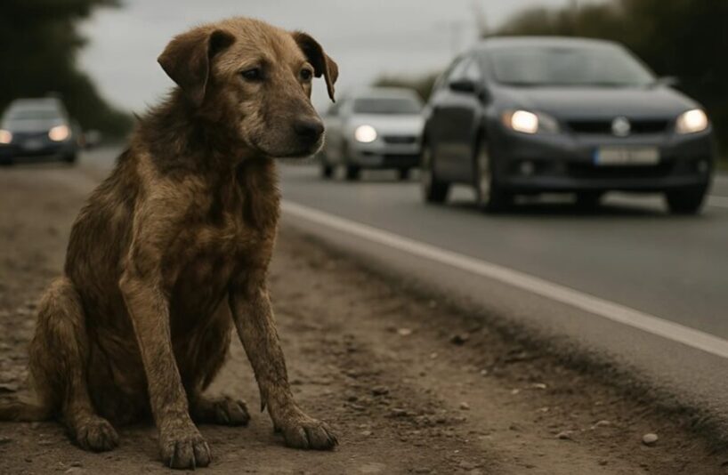 Cilvēki pamanīja suni, kas dienām ilgi nekustīgi sēdēja pie ceļa – iemesls lika man aizdomāties