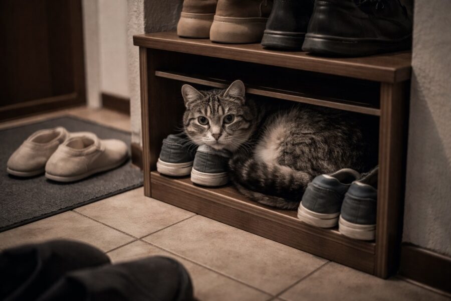 Kaķis bieži vien izvēlas gulēt starp saimnieka apaviem – ko jūsu mīlulis ar to grib patiesībā pateikt