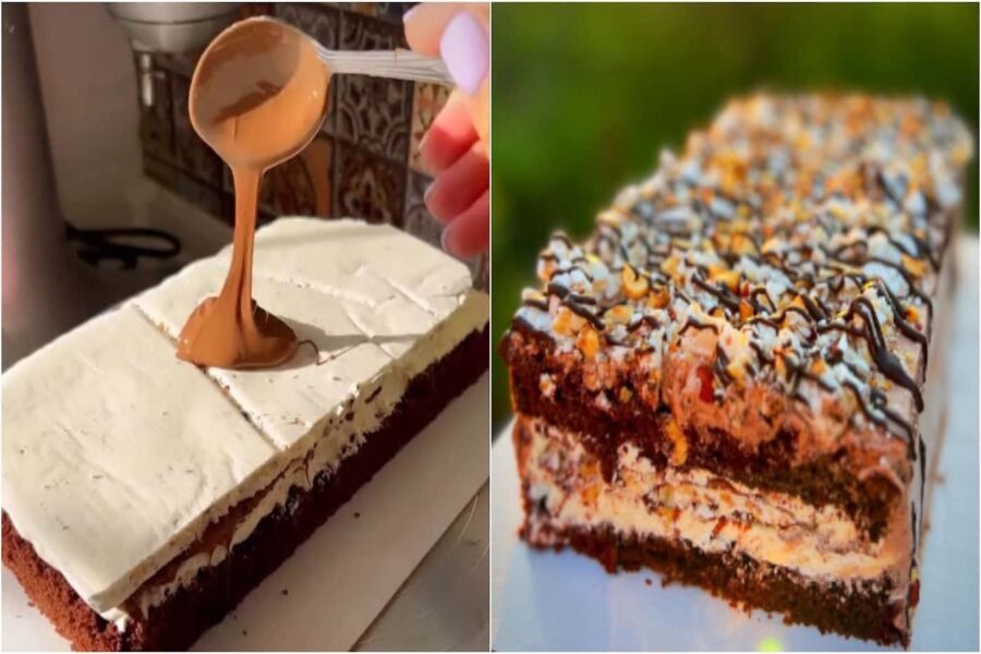 Grezna mājas kūka “Ferrero Rocher” ar kraukšķīgu bezē, šokolādes biskvītu un maigu krēmu, kas lieliski izdaiļos jebkuru svētku galdu