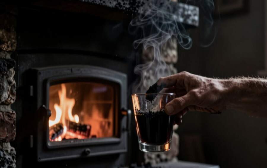 Tikai viena glāze krāsnī, un dūmvads iztīrās pats: pat seni sodrēji izlido pa skursteni melnām pārslām