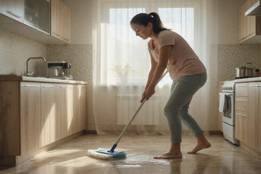 Grīdas spīdēs bez liekas piepūles: pievienoju ūdens spainim tikai divas saujas šī vienkāršā produkta