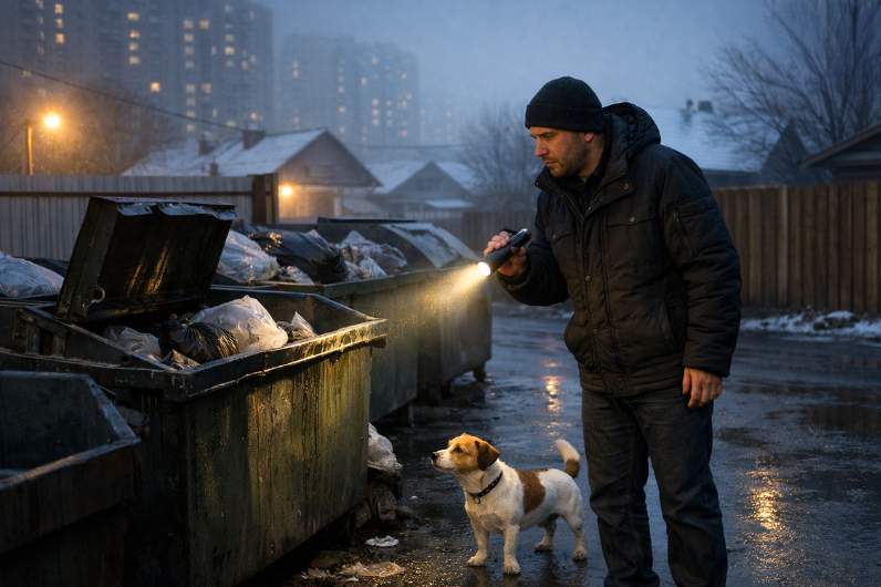 Pie daudzstāvu mājas Iļģuciemā suns sāka dīvaini riet uz atkritumu konteinera, saimnieks ieradās pārbaudīt un saprata, ka vilcināties nevar