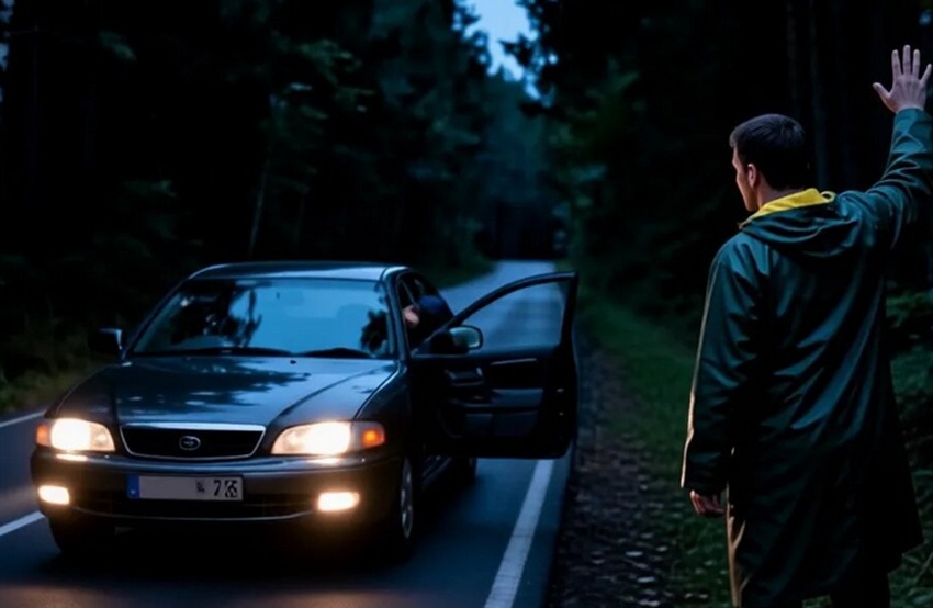 Naktī uz tukšas šosejas es pamanīju auto ar ieslēgtu gaismu salonā – iekšā sēdēja sieviete, kura vairs nespēja parunāt